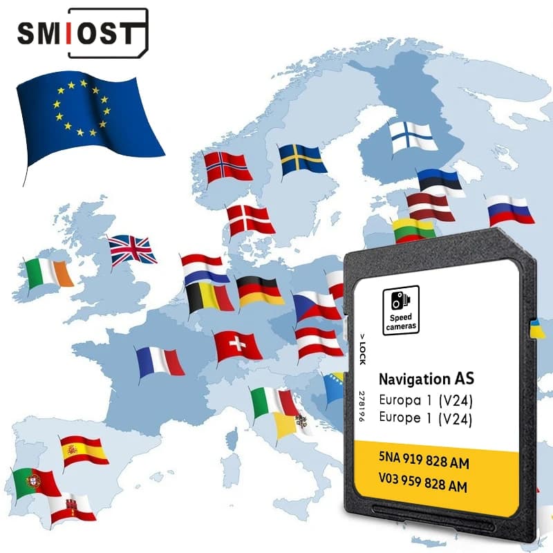 Scheda SD di aggiornamento dati di navigazione Europa V23 originale per VW Discover Media 2026 con pellicola antiappannamento gratuita