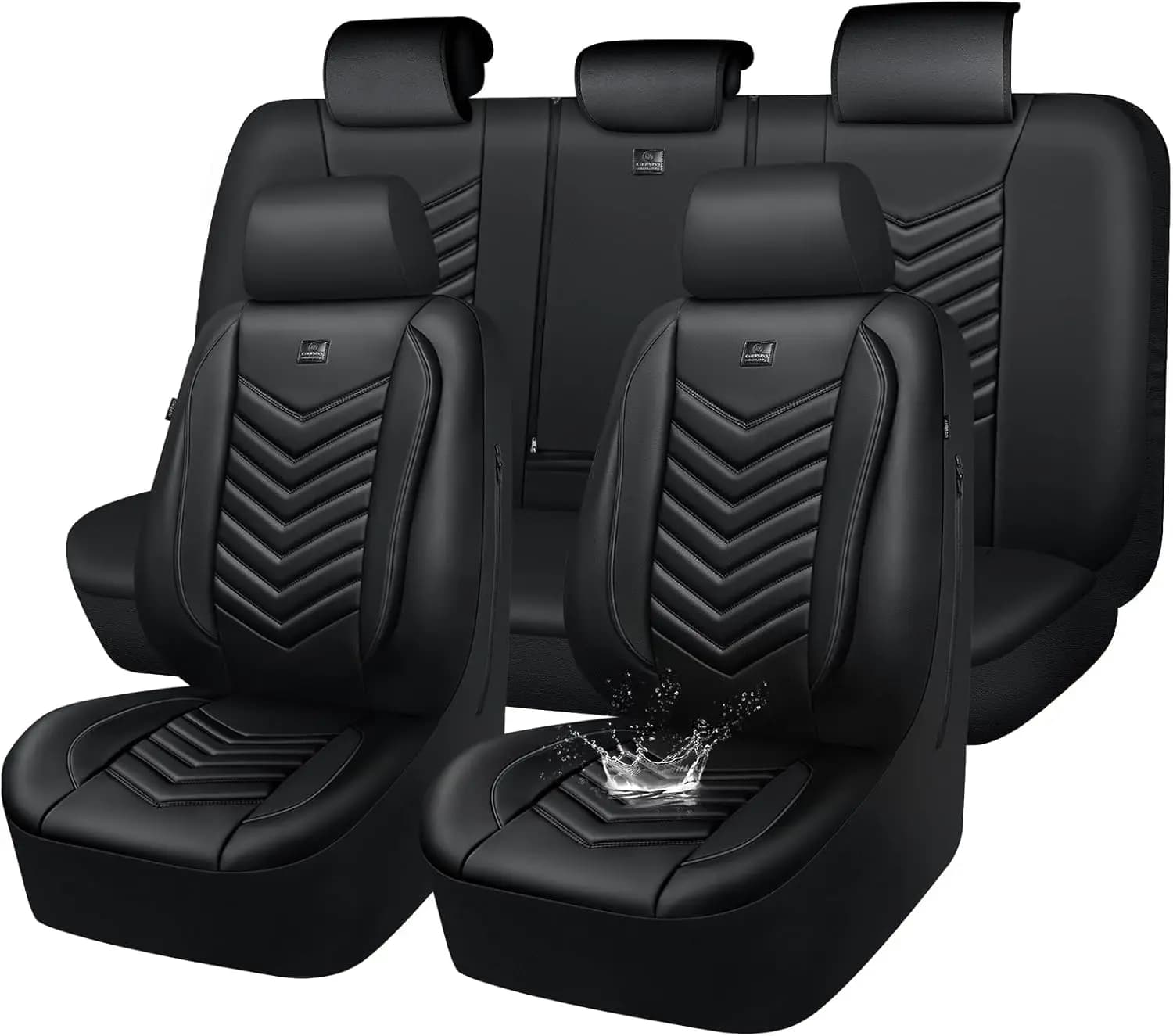 Universal 3D Leather Seat Covers, Complete Set, Waterproof and Anti-slip for SUVs, Trucks and Berlina