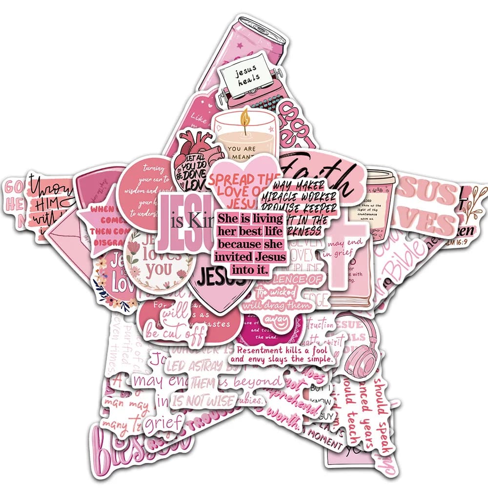 50/100 pezzi rosa Bibbia Gesù Graffiti adesivi decorazione festival di Pasqua adesivi custodie per telefoni porte notebook tazze d'acqua fai da te