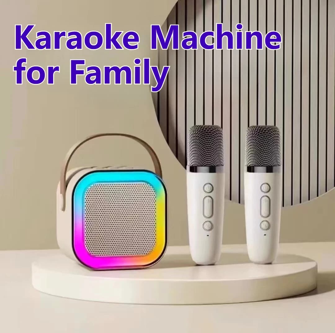 Macchina per karaoke per bambini e adulti, mini lettore portatile con altoparlante per canto con microfono per karaoke Bluetooth con microfono wireless, festa in casa