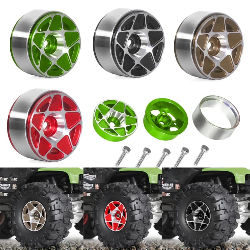 Cerchione del mozzo ruota a cinque stelle in lega di alluminio per auto da arrampicata Rc da 1,0 pollici Scx24 Fms24 Trx4 - Auto su piccola scala ecc. 1/24 1/18