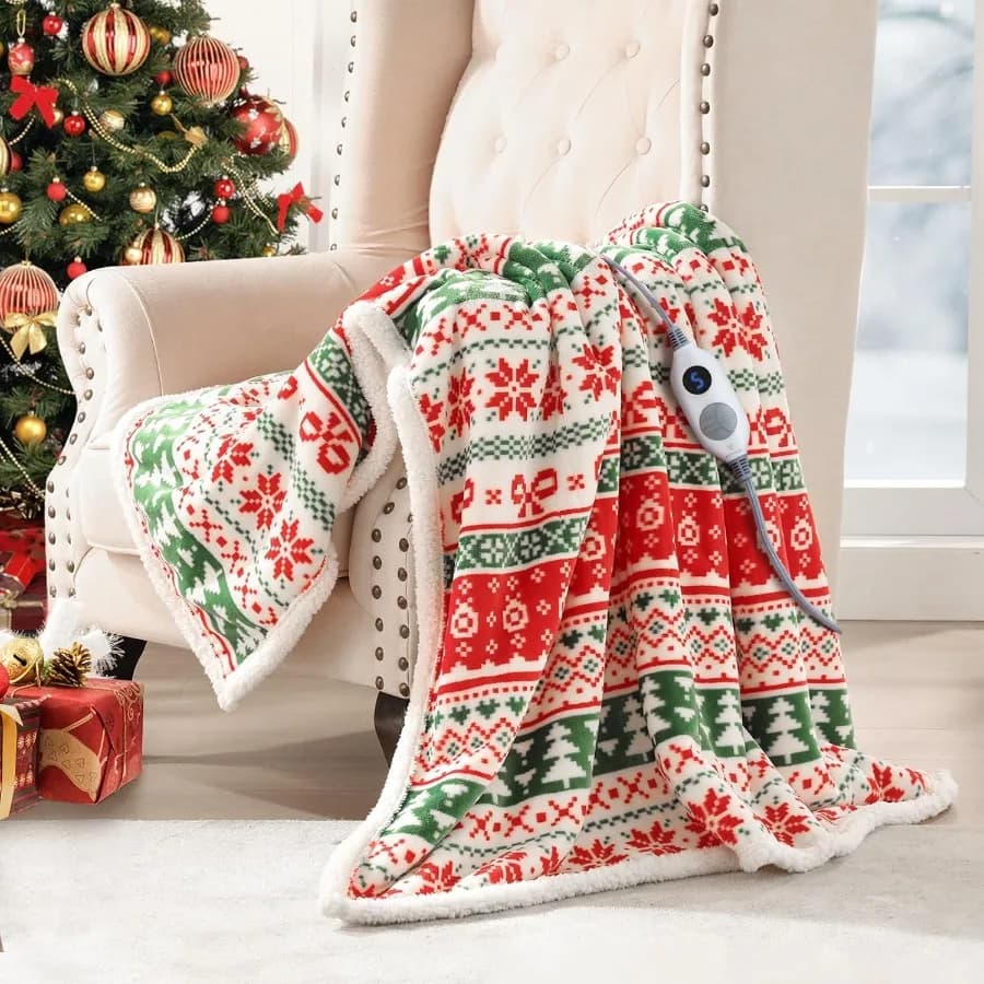 Coperta riscaldata in flanella super morbida per Sherpa elettrica con 6 livelli di riscaldamento e 2-10 ore di spegnimento automatico Riscaldamento rapido e