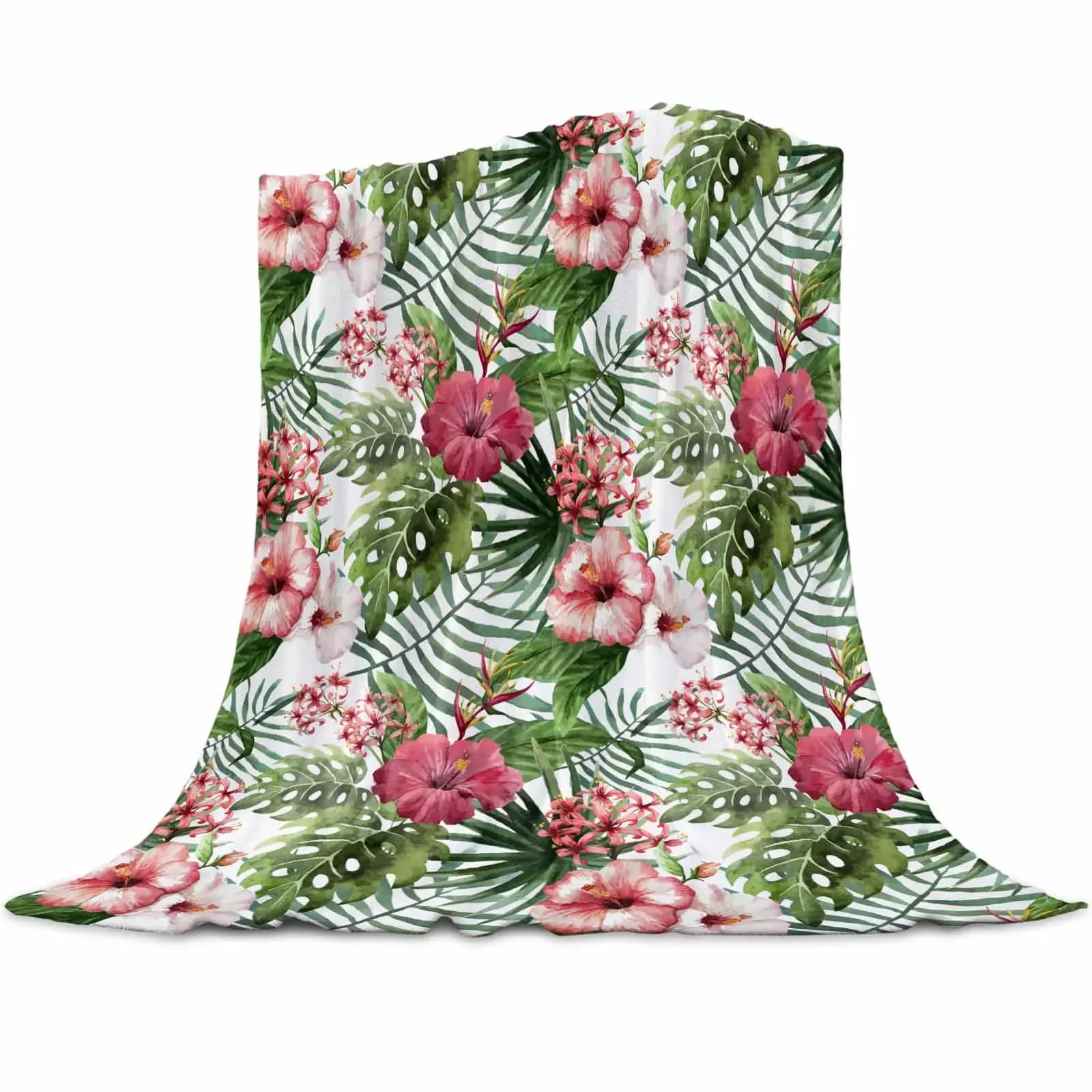 Piante tropicali fiori coperte estive coperta morbida portatile per letto copriletto per ufficio decorazioni per la casa coperta di flanella