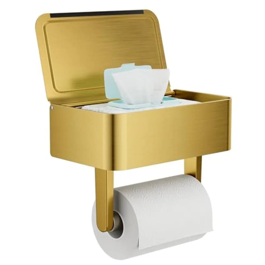 Portarotolo per Carta Igienica con Mensola, Dispenser per Salviette Umidificate, Portarotolo in Acciaio Inox per Bagno