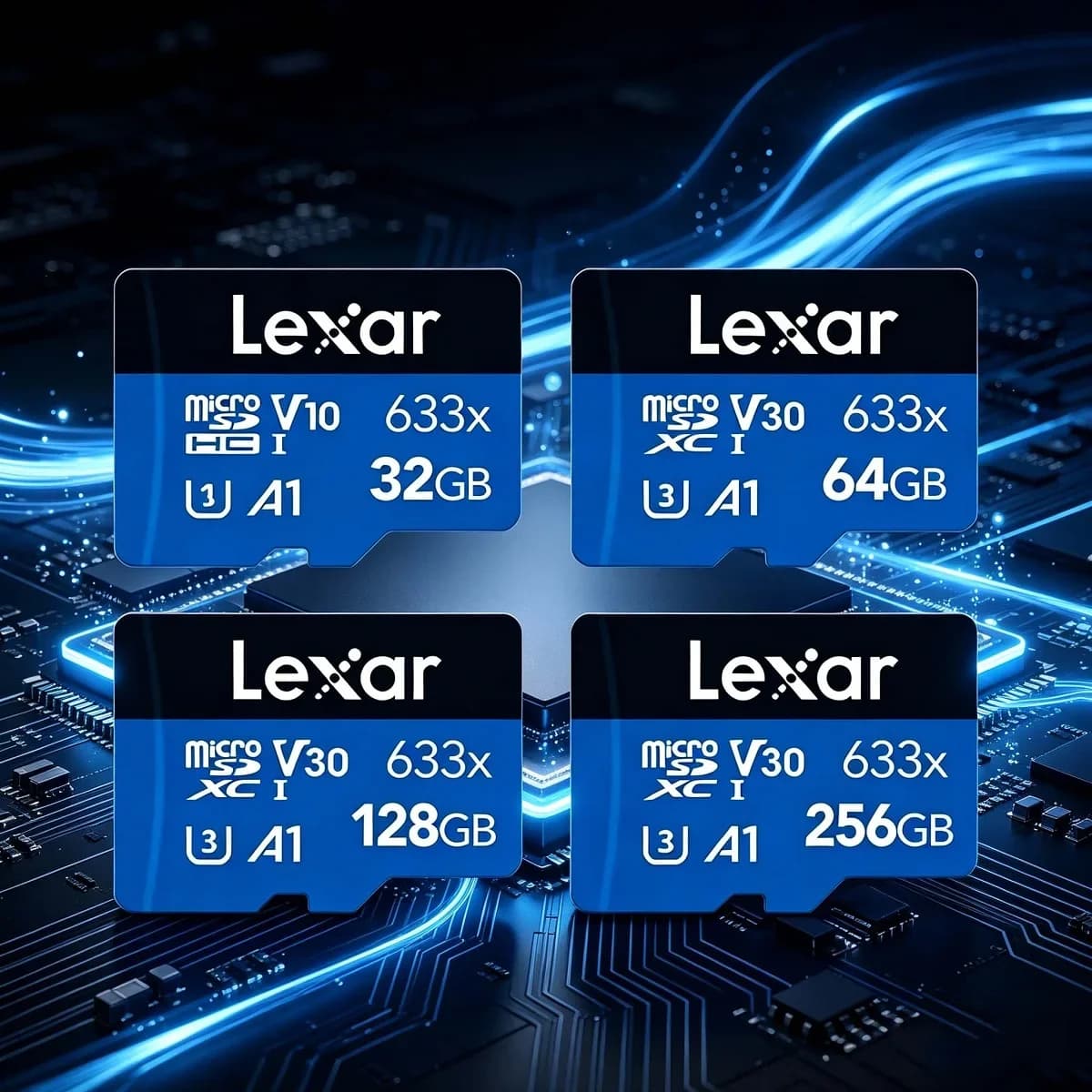 Lexar Original 633x Micro SD Card TF Card Storage Microsd Flash Card A1 V30 32GB 64GB 128GB 256GB 512GB for Dashcam Tablet Phone