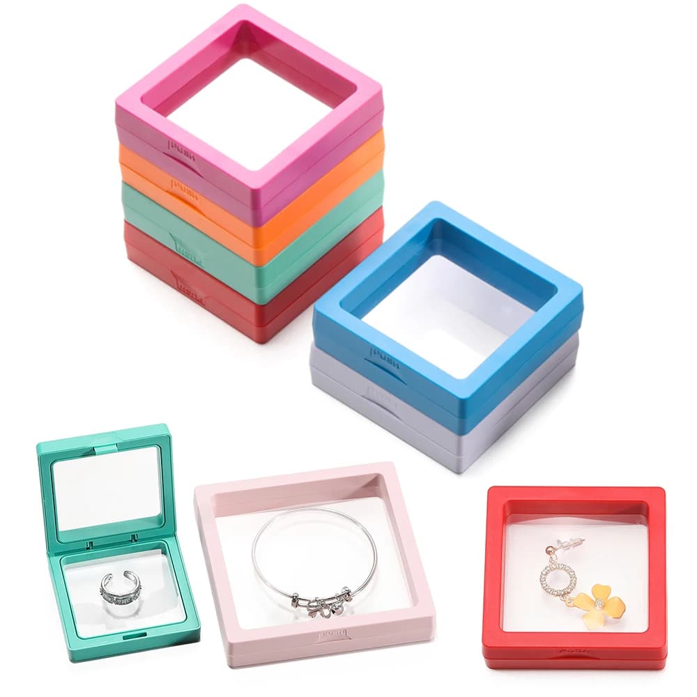 3D Floating Display Case stand Holder Storage di sospensione per ciondolo collana bracciale anelli orecchini Gift Jewelry Box