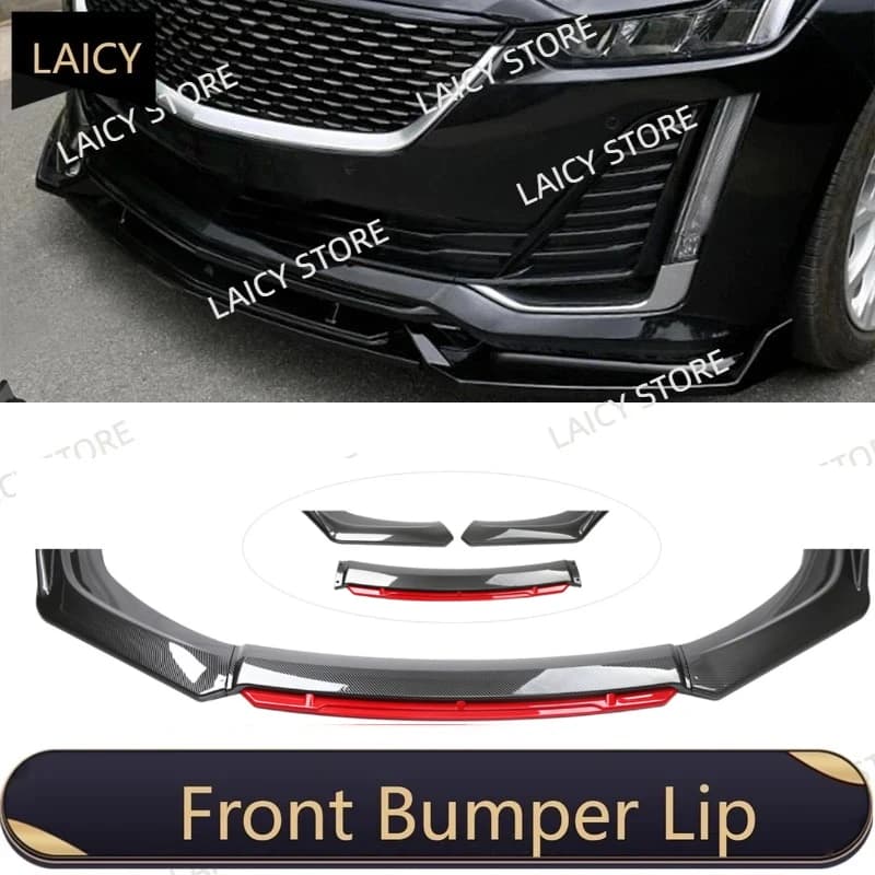 LAICY Car Front Bumper Lip For C-adillac CT4 CT5 CTS Chin Spoiler Splitter Diffuser Body Kits Trim Air Dam Protector Black
