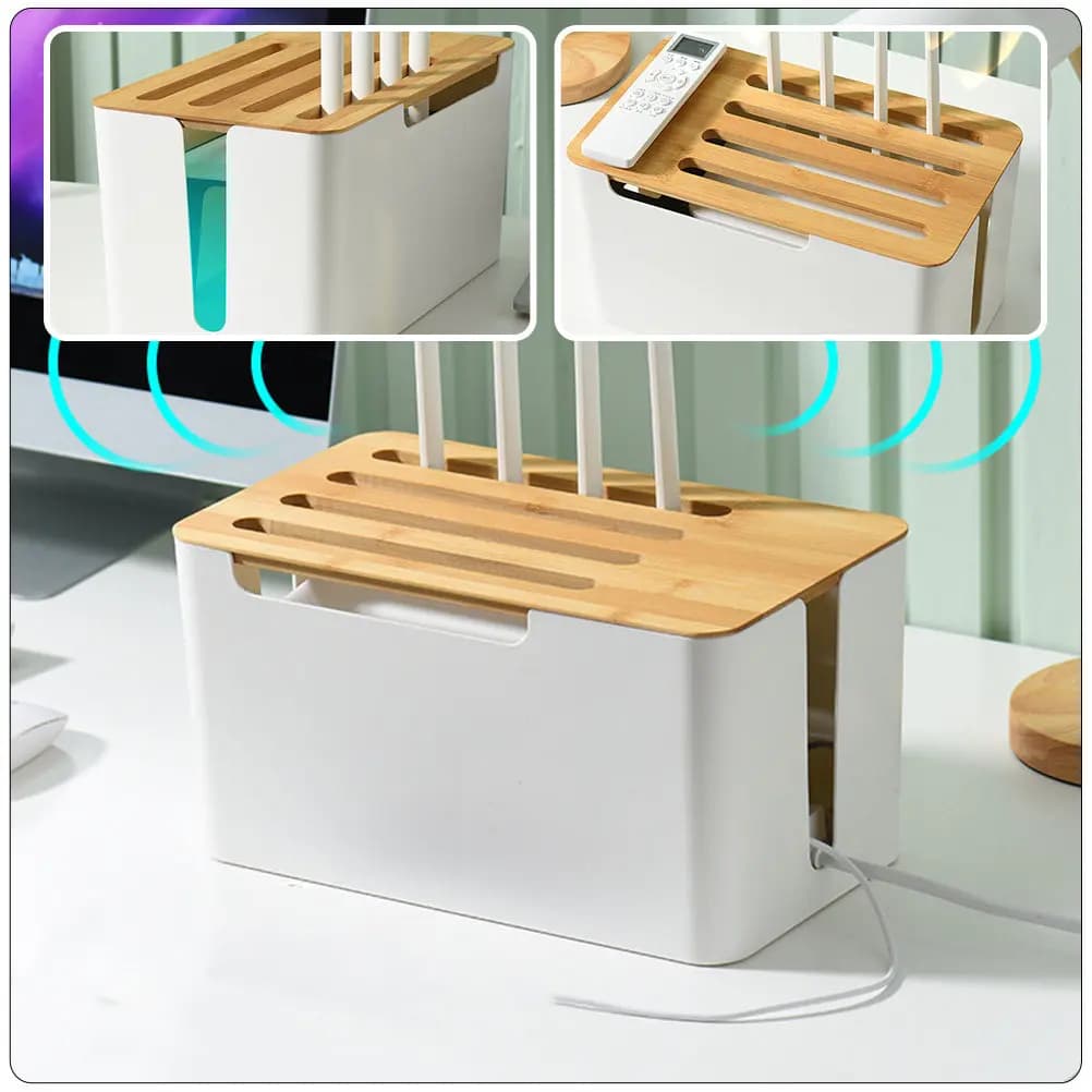 Sturdy Cable Management Box Router Storage Container Cable Organizer for Home Office Tangle-Free Wiring Protection Long-Lasting