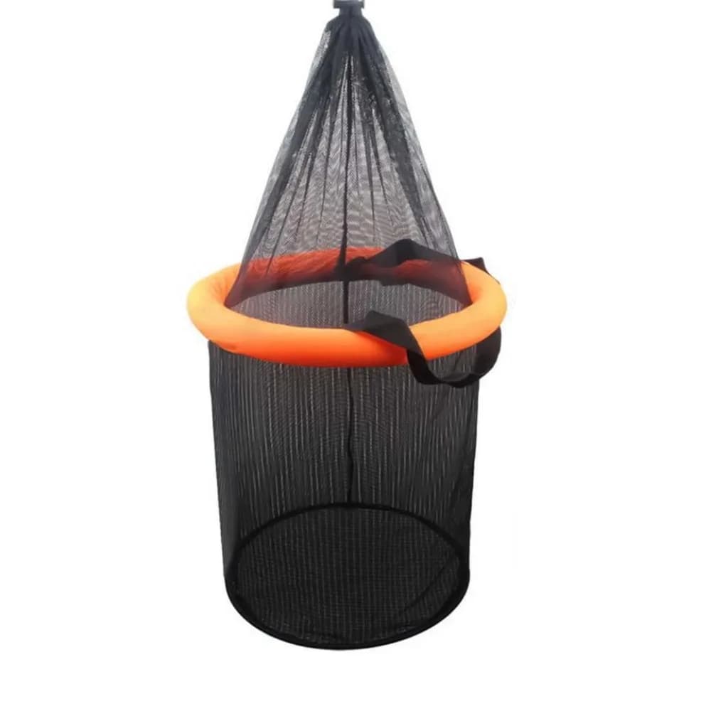Collapsible Floating Fishing Bait Basket Durable Mesh Bright Orange Live Fish Net Nylon Fish Cage Fish Keeper Caught Fish