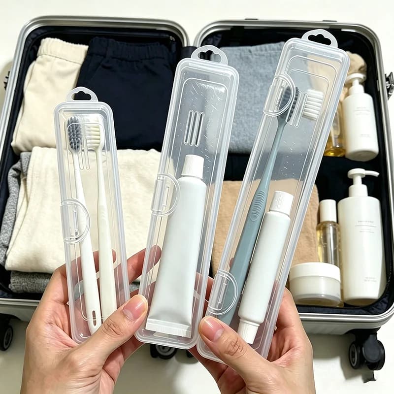 Custodia da Viaggio Trasparente per Spazzolino Elettrico, Contenitore Porta Spazzolino e Dentifricio da Viaggio LXYJSN03