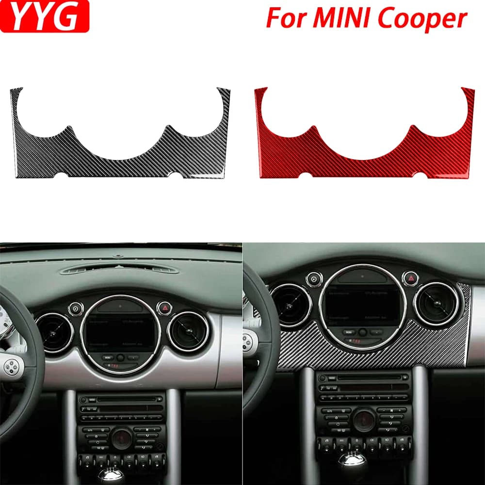 For Mini Cooper Hatch One R50 R53 2002-2004 Carbon Fiber Dashboard Central Control Panel Cover Interior Car Accessories Wall decal