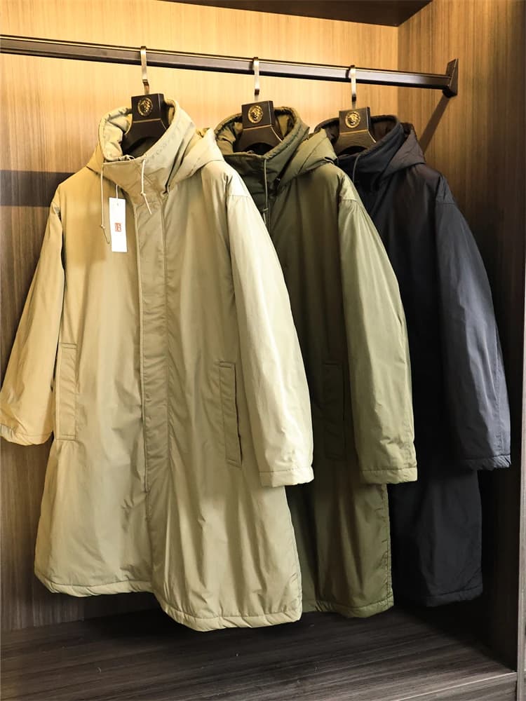 Long Cotton Jacket Men's Warmth Padded Collar Coat Fashion Urban Style Thickened Winter Outerwear Casual Loose Fit Coat