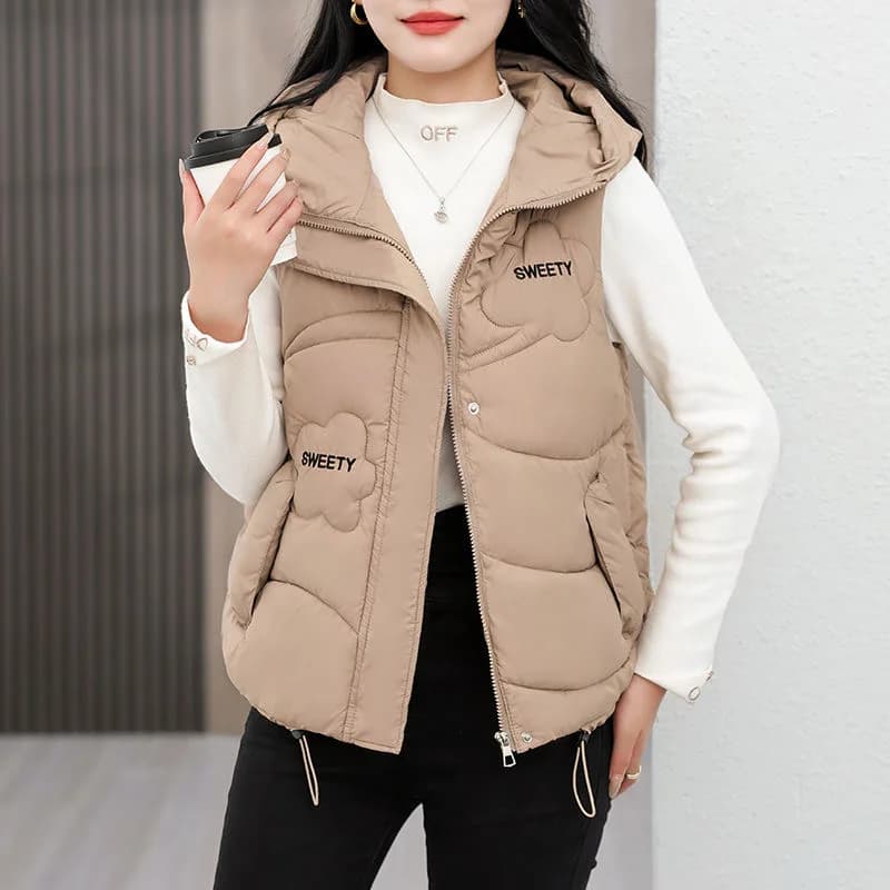 Gilet in cotone da donna con cappuccio, alla moda, Primavera Autunno 2026, nuovo modello sottile coreano per studentesse, con chiusura a clip.