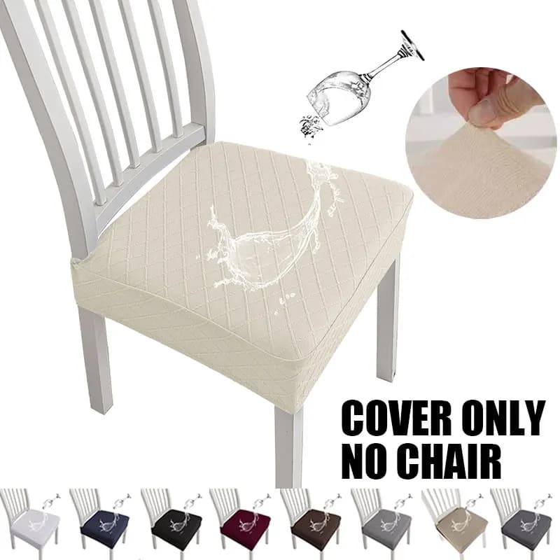 1pcs Solid Color Restaurant Chair Waterproof Elastic Seat Cover Universal Size Detachable Washable Living Room Chair Protector