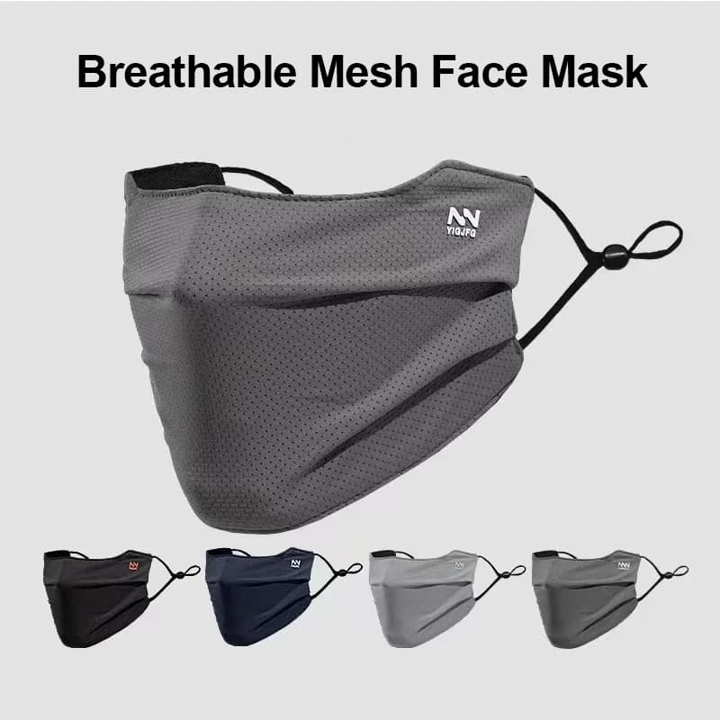 Sun Face Mask Men Cycling Fishing Mesh Breathable Sports Face Covering Driving Sun Protection Stretch Adjustable Ear Loops Mask