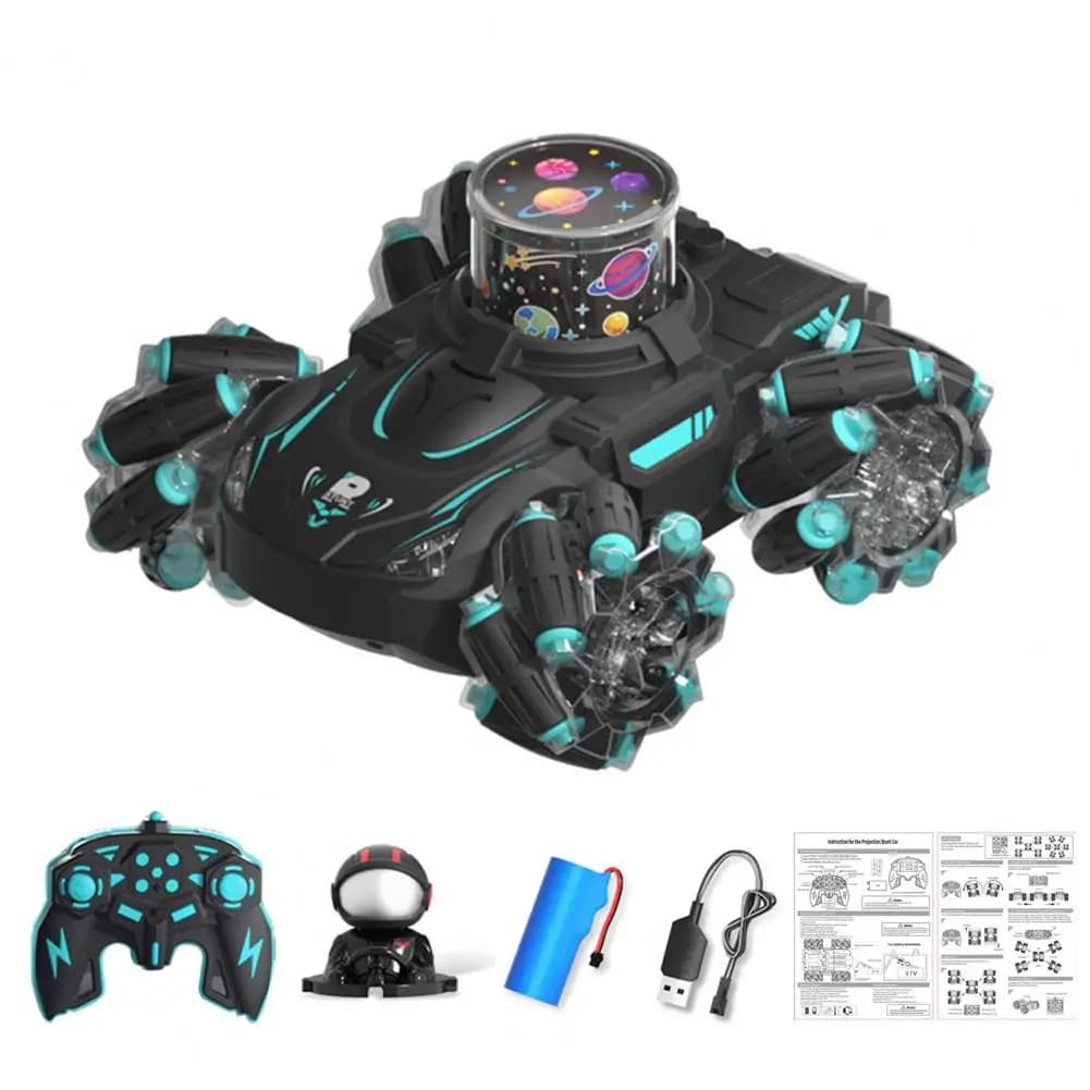 Auto telecomandata con musica dinamica Auto elettrica Rc Stunt Drift con proiettore Musica leggera a LED Telecomando 2,4 GHz per bambini