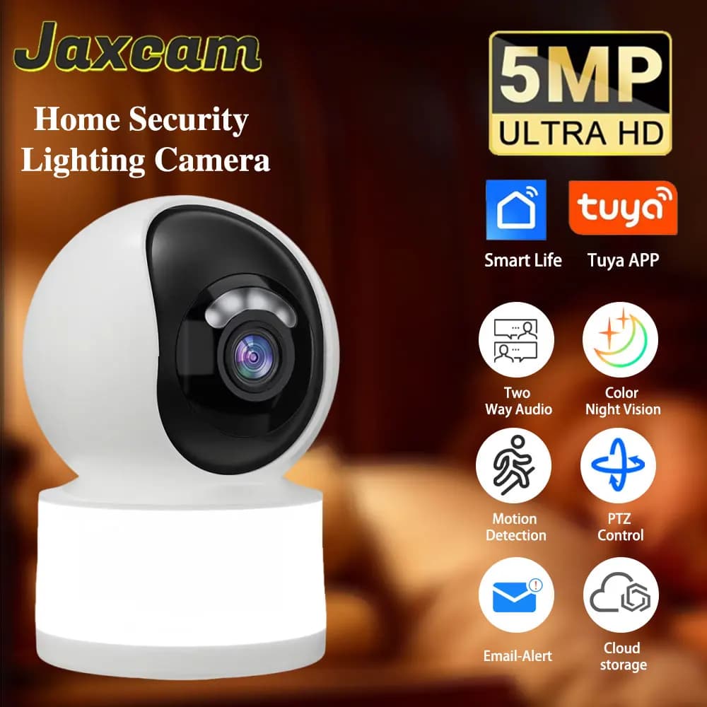Telecamera PTZ Tuya da 5 MP Telecamera per bambini di sicurezza interna WiFi 2.4G 340 ° Pan Audio bidirezionale Visione notturna Sicurezza domestica CCTV Baby Pet Monitor