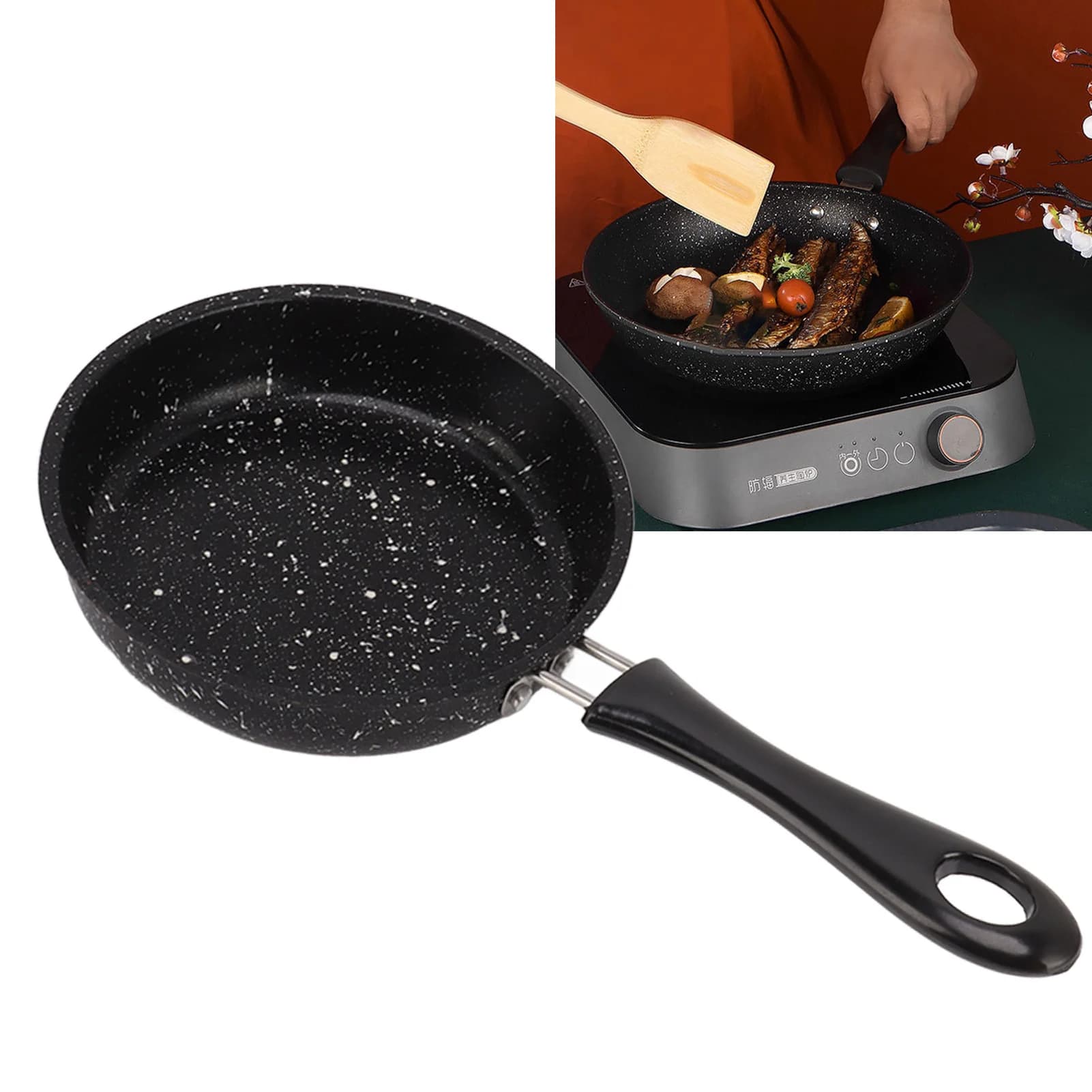 Padella per uova in acciaio inossidabile Manico ergonomico Padella da cucina antiaderente a conduzione rapida uniforme per pancetta bistecca cipolla