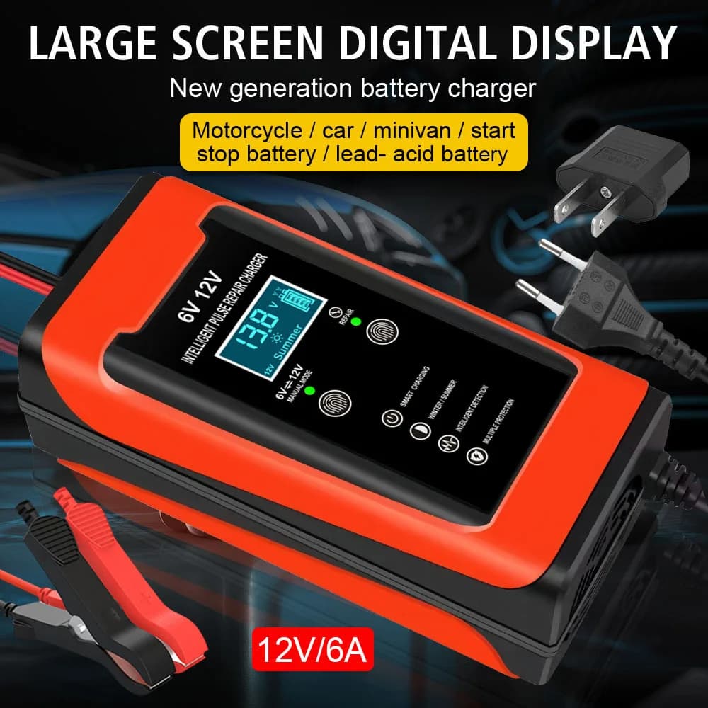 90W 6A 12V Caricabatterie per moto Pulse intelligenti Riparazione Cellule di accumulo Manutenzione Veicoli Caricabatteria Accessori per barche