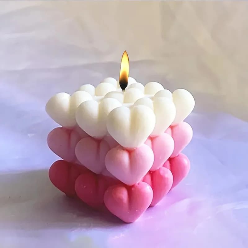Nuovo Stampo in Silicone a Forma di Cuore per Candele, Stampo Fai-da-Te per Candele a Piramide e a Nido d'Ape, Stampo per Sapone e Resina, Regalo Artigianale per Decorazione Casa
