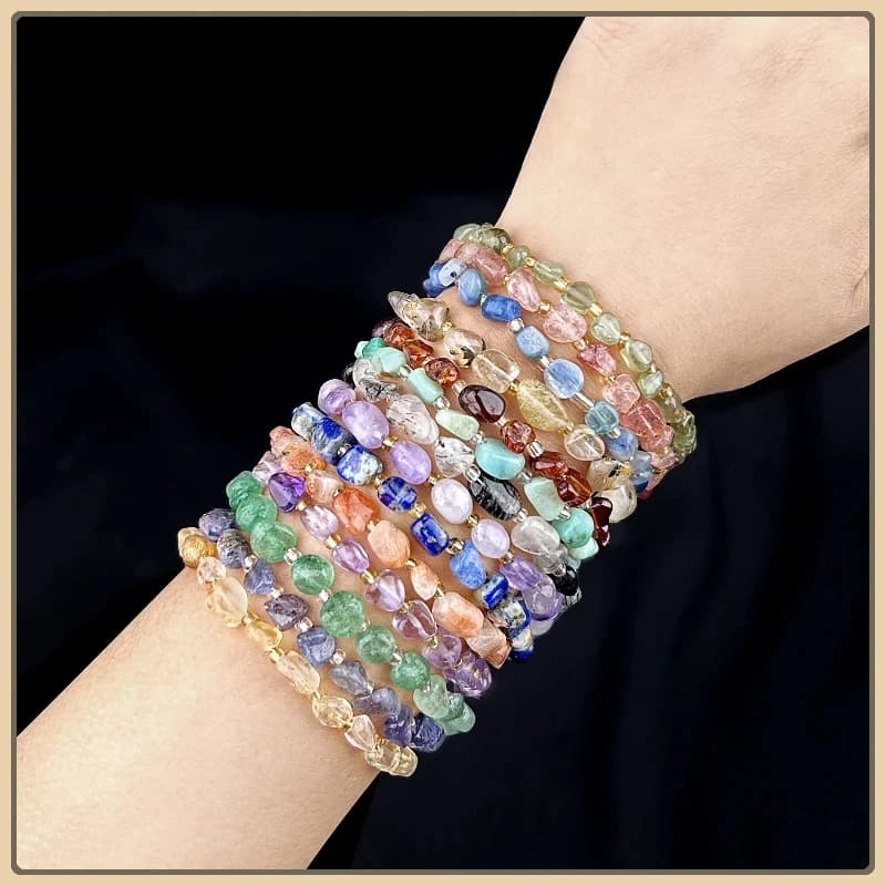 1PC 18 centimetri Irregolare Pietra Naturale Ghia Quarzo Amethyest Braccialetto di Perline Donne Reiki Guarigione Lucido Braccialetto Fatto A Mano Gioielli