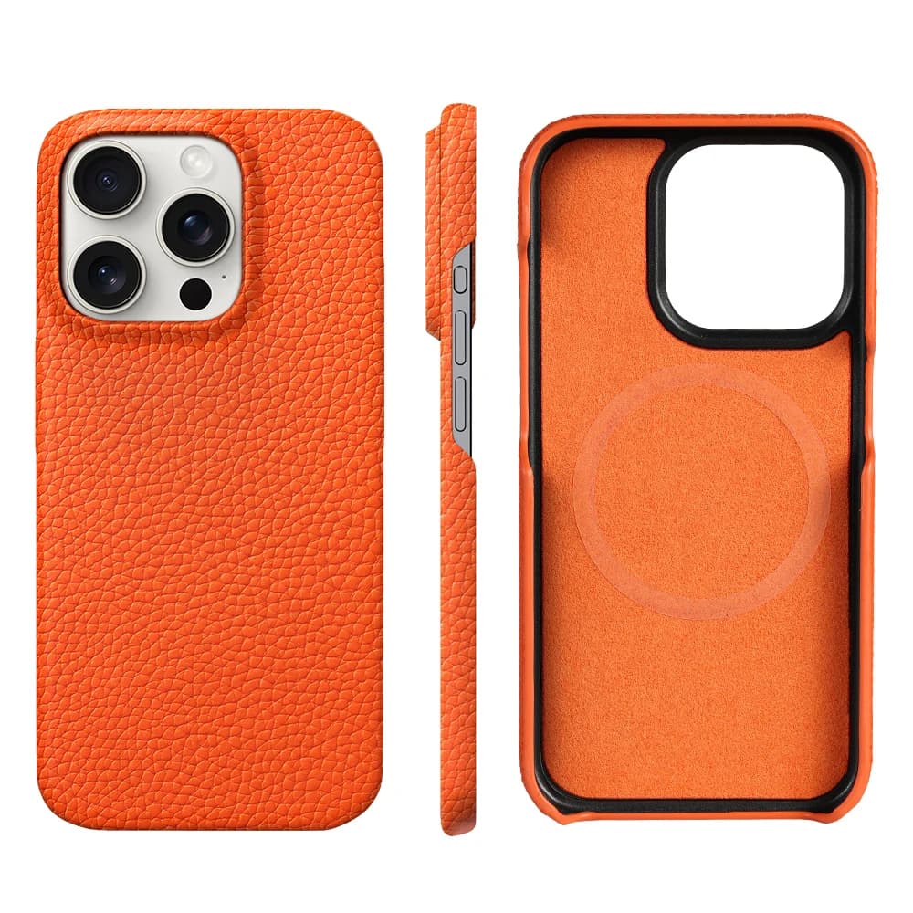 per custodia Magsafe per iPhone 17 15 16 Pro Max Air 17Pro pelle bovina naturale litchi protezione magnetica cover posteriore per telefono di lusso
