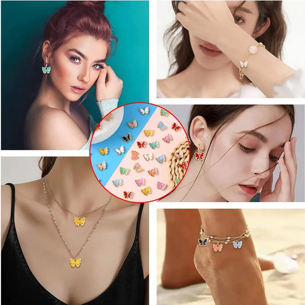 5/14/24 pezzi pendenti a forma di farfalla di colori misti, orecchini fai da te, collane, accessori di gioielli, San Valentino, regali del Ringraziamento