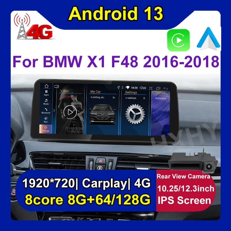 Nuovo sistema lettore DVD per auto Android 13 da 12,3 pollici multimediale per BMW X1 X2 F48 F49 2016-2018 EVO NBT Radio GPS Navi Audio Carplay