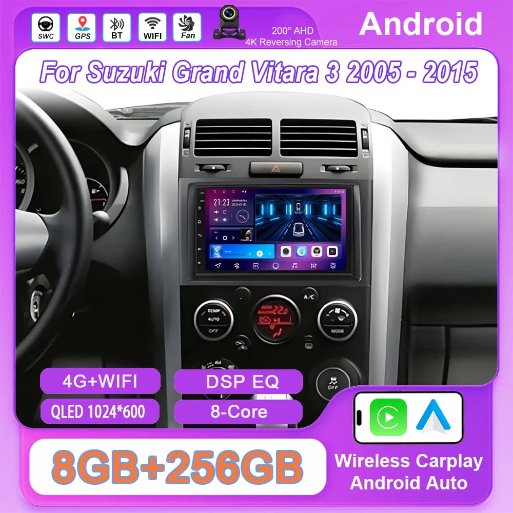 7 pollici Android Per Suzuki Grand Vitara 3 2005 -2015 Auto CarPlay Autoradio Multimedia Video Player GPS Stereo Unità di Testa Auto DVD