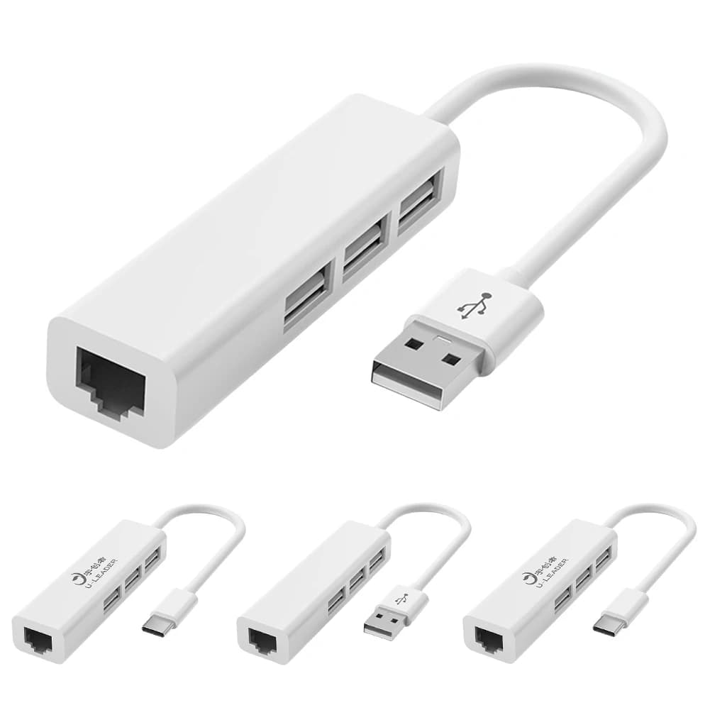 Type-C To RJ45 Laptop Adapter 4 Port 4 in 1 Computer Dock Station USB2.0 Type-C RJ45 Type-C Splitter 10GBit/s for Laptop Tablet
