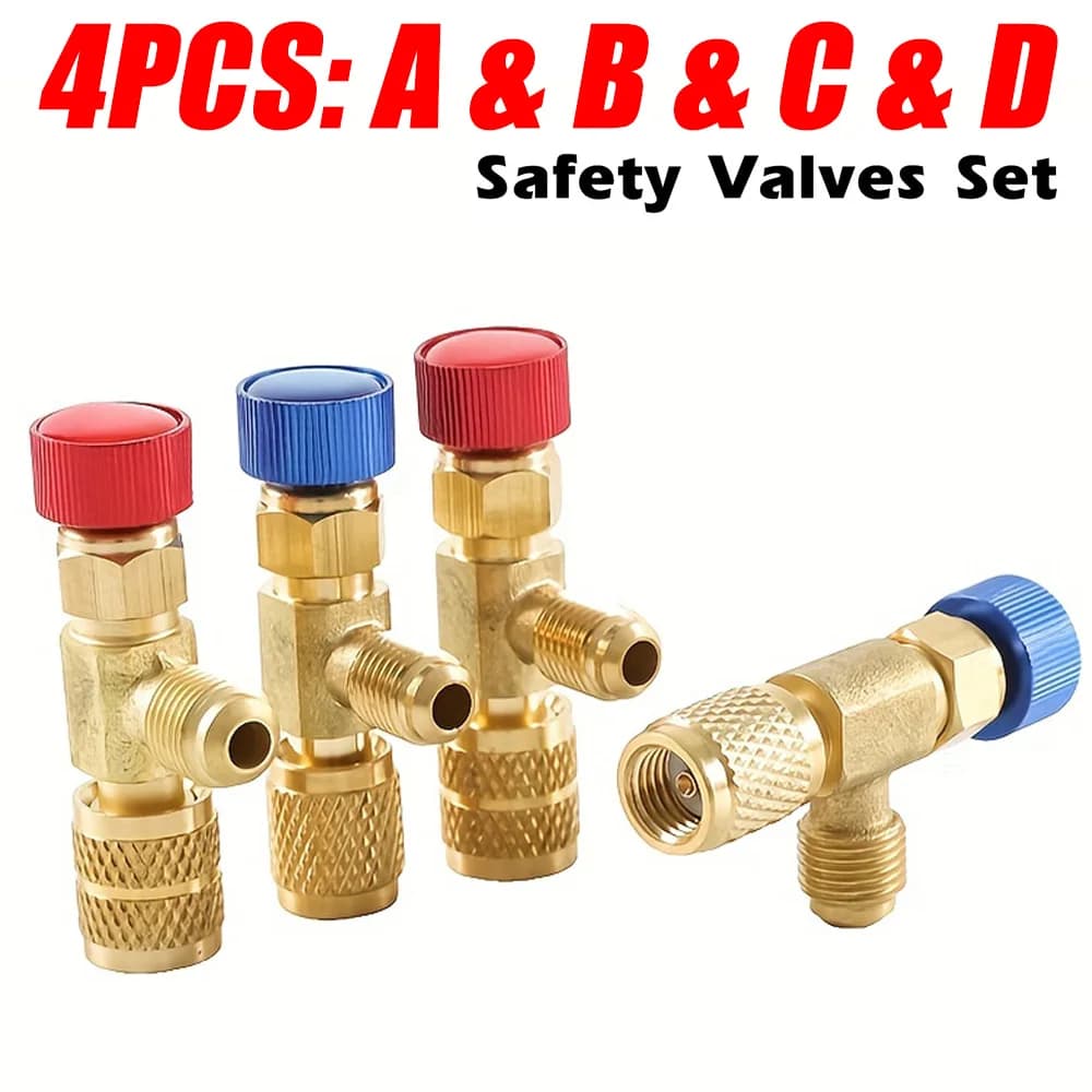 Liquid Safety Valve R410A R22 Air Conditioning Refrigerant 1/4 "Safety Adapter for SAE 1/4" Male Famale Safety Adapter