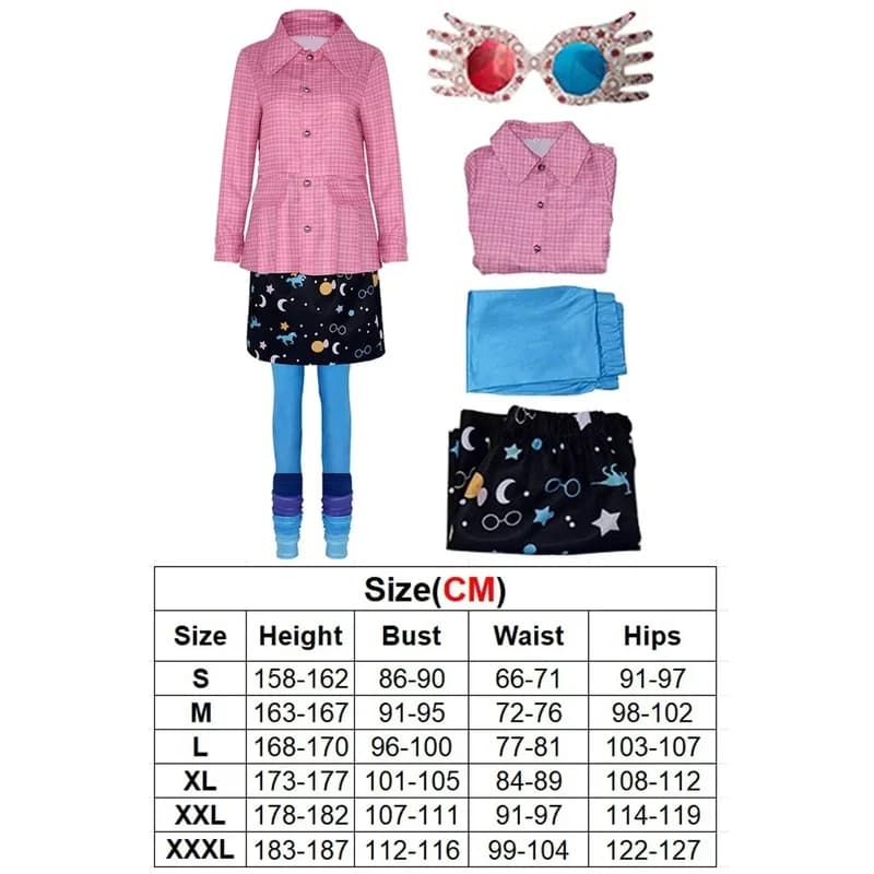 (#^.^#) 2026 New Luna Cosplay Lovegood Costume Magic Movie Roleplay Glassess Skirts Socking Set Clothing Women Outfit →_→LOOK ME