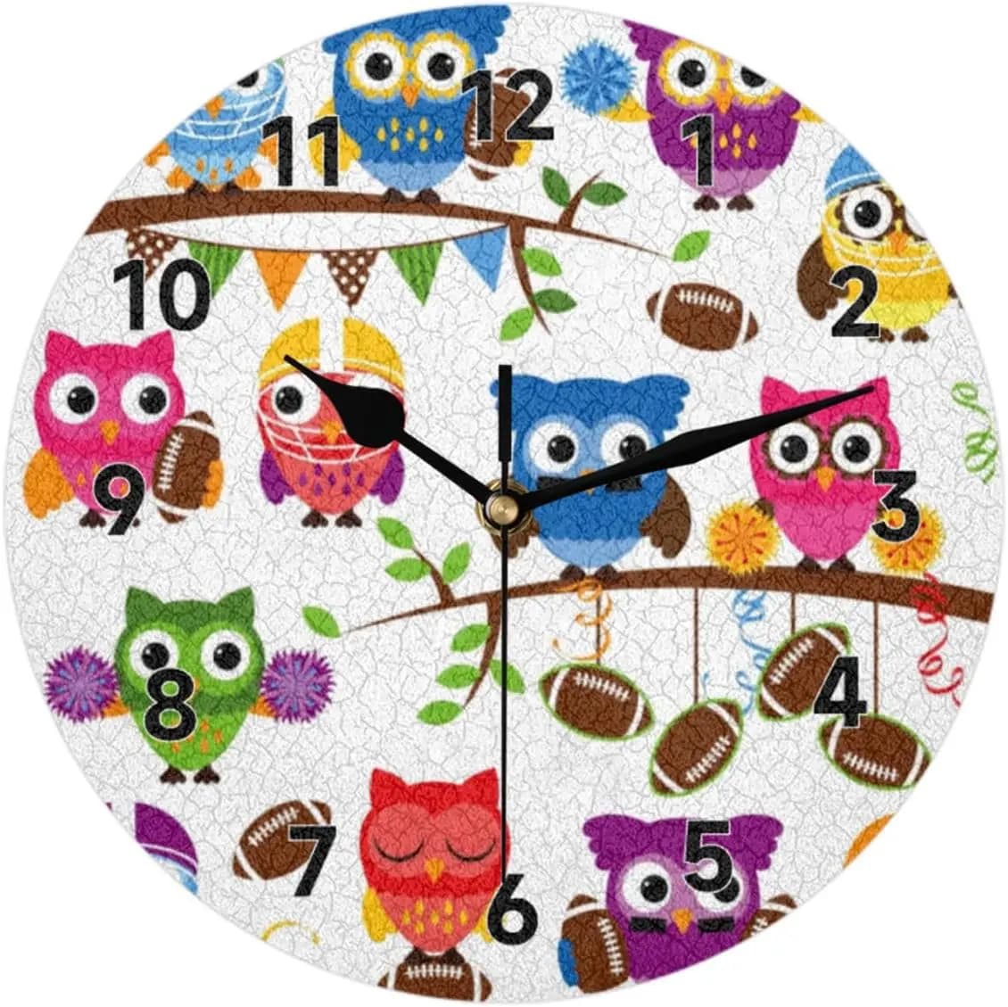 12 inch round decorative owl wall clock cute sporty animal modern wall clock battery for living room bedroom
