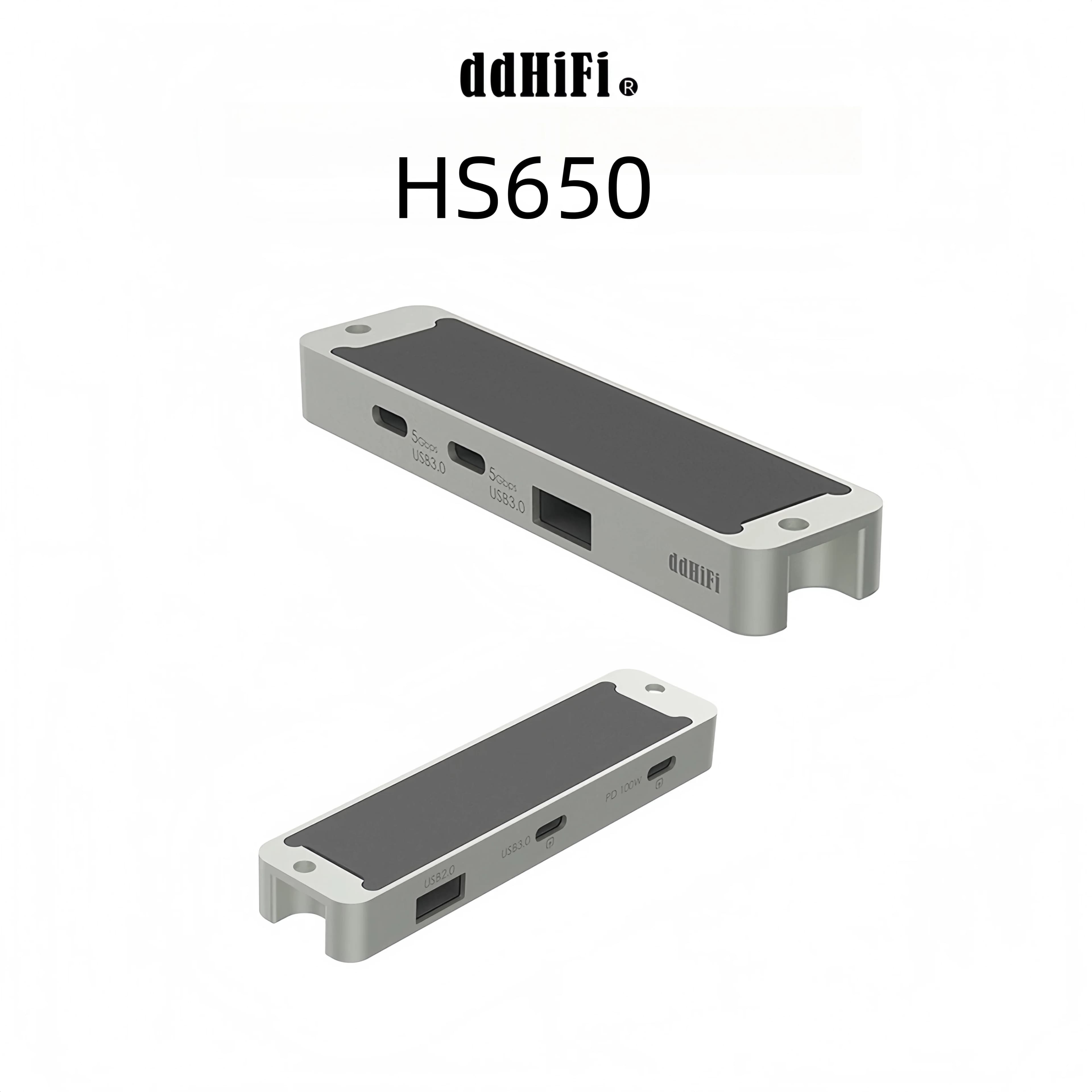Hub USB dedicato DD ddHiFi HS650 (Disponibile nei colori: Grigio caldo, Grigio freddo, Grigio rosato, Argento anodizzato e Nero sabbia)