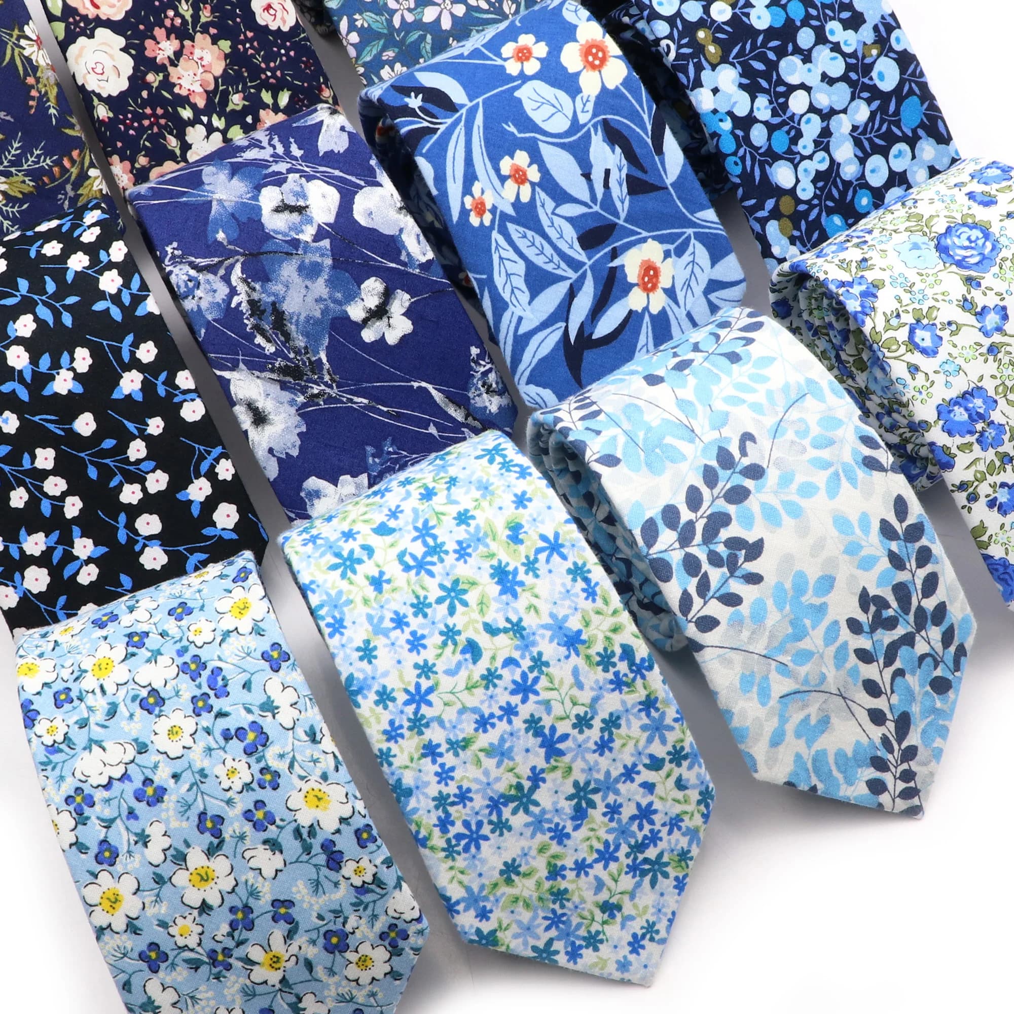 Cravatta floreale chic da uomo casual in cotone azzurro cielo cravatta elegante abito da festa di nozze colletto fiore cravatta Gravata accessori regalo