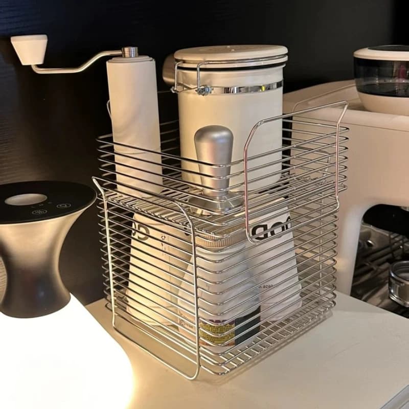 High Capacity Fruit Vegetable Storage Basket Stainless Steel Snack Rack Living Room Rustproof Wire Rack Modern Desk Organizer