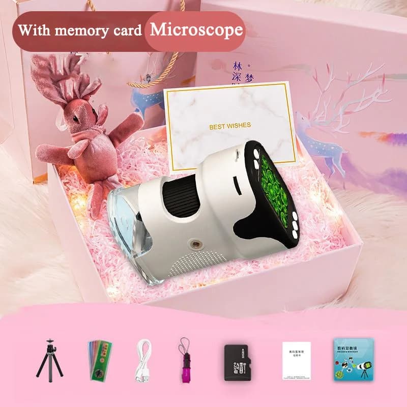 Microscopio digitale portatile per bambini con schermo HD da 2 pollici Videotape 200-1000X Microscopio tascabile Regalo educativo per bambini