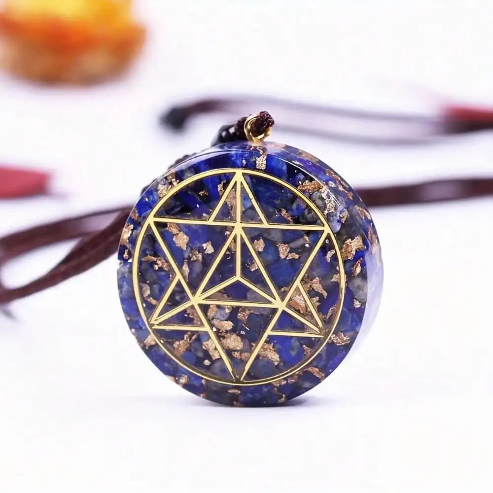1pc Chakra Orgonite Pendant Energy Necklace Jewelry, Healing Meditation Lapis Lazuli Orgone Stone Amulet