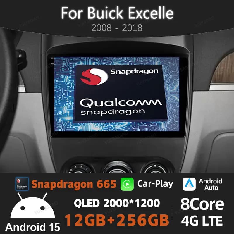 Android 15 Autoradio For Buick Excelle 2008 - 2018 Video player Multimedia 2DIN 4G LTE 5G WIFI GPS NAVI BT Qualcomm QLED Stereo
