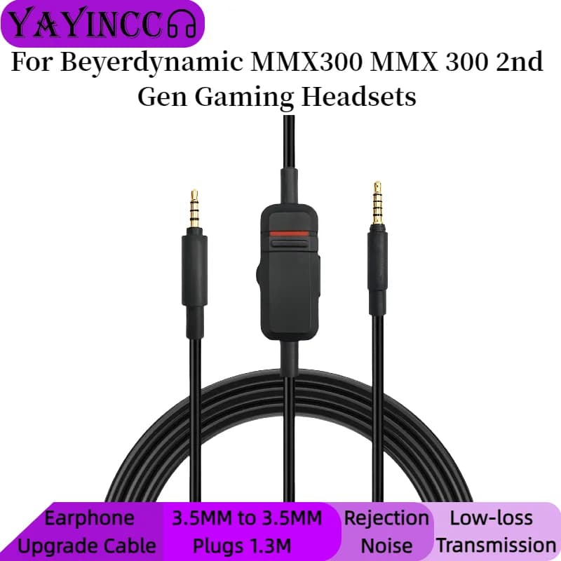 YAYINCC Replacement cable for Beyerdynamic MMX300 MMX 300 second generation Headphones with microphone Mute volume control