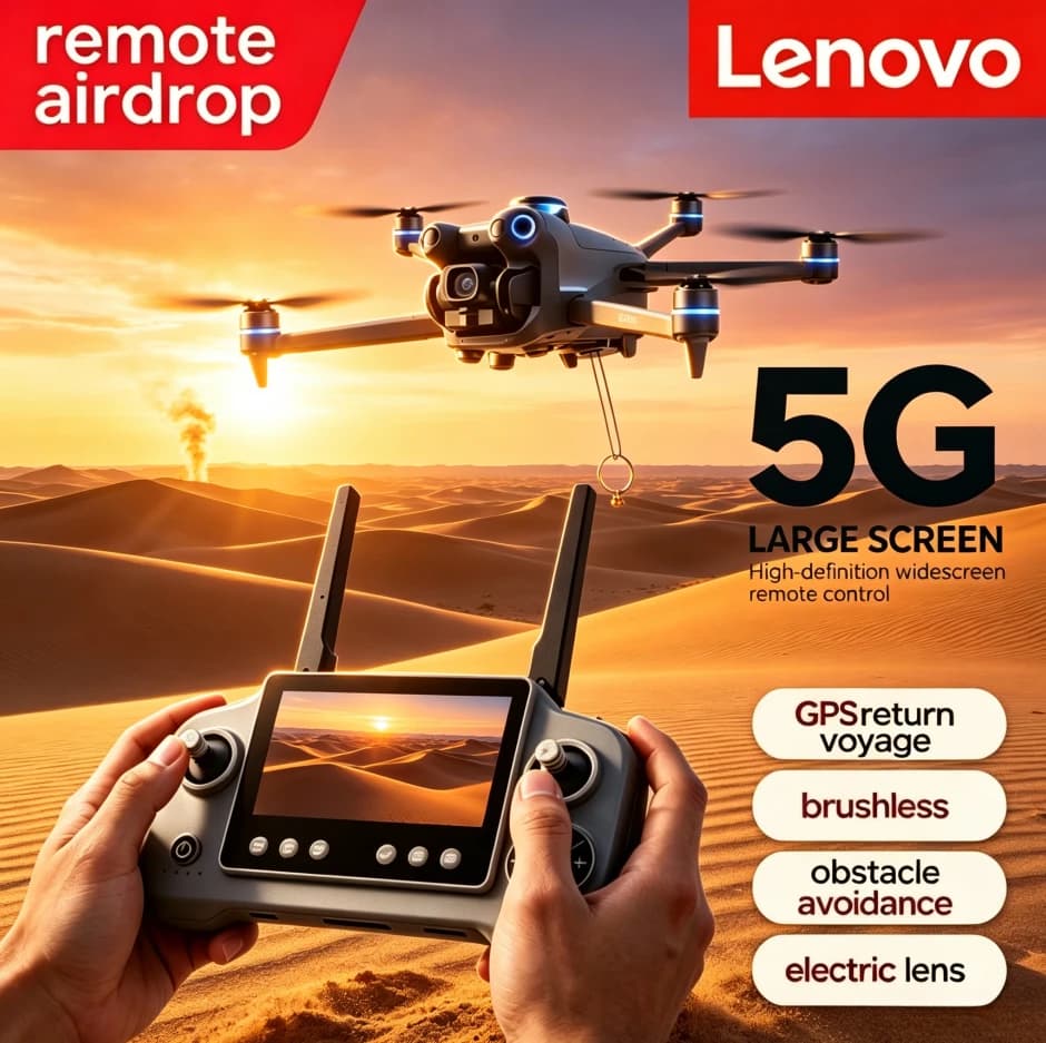 Lenovo GT60 Foldable Brushless 8K Drone GPS Obstacle Avoidance Airdrop Function 4.3 Inch Screen HD Aerial Photography Quadcopter
