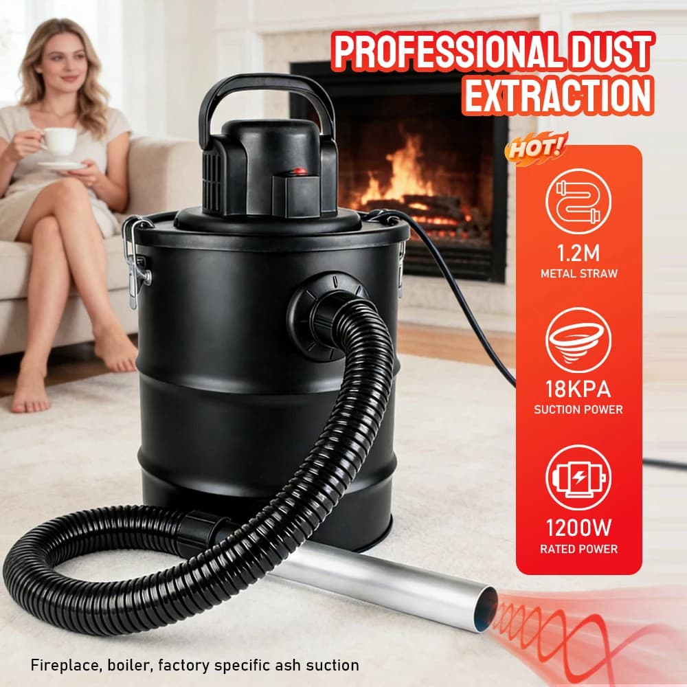 TUNGFULL Aspiracenere per Caminetto 20L 220V, Secchio per Cenere Resistente per Stufe, Stufe a Pellet e Rimozione Cenere da Barbecue