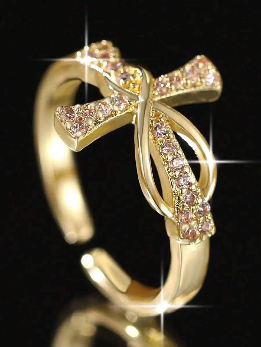 Anello regolabile glamour con zirconi cubici per donna, da indossare ogni giorno, per matrimoni, feste, regalo di San Valentino