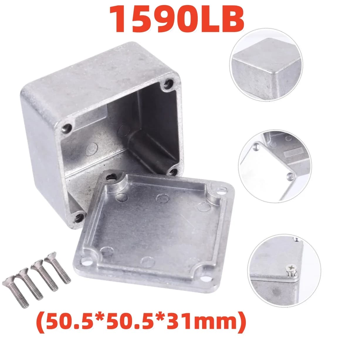 Custodia per pedale per chitarra in alluminio Miwayer 1590LB 50,5x50,5x31mm - Custodia leggera in metallo con viti per pedale effetti fai-da-te