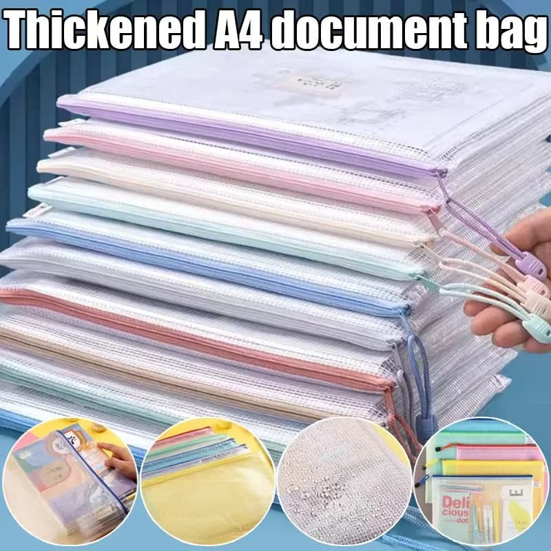 5 pezzi di cartelle portadocumenti A4 A5 con cerniera, in rete, impermeabili, in plastica, multiuso, per scuola, ufficio, viaggi, casa, archiviazione documenti