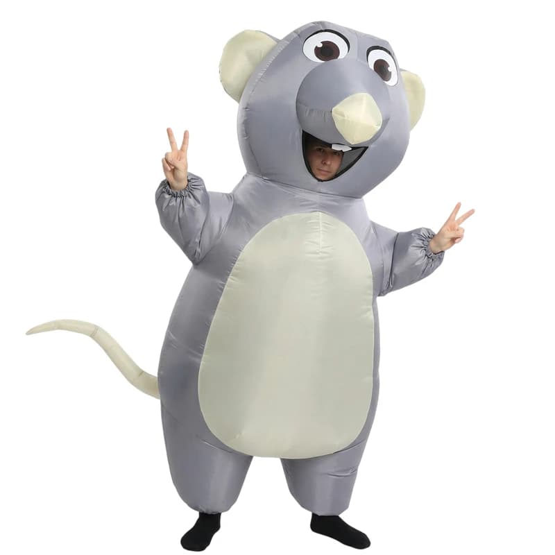 Costume Gonfiabile da Topo per Adulti, Set Costume di Halloween per Ragazzi e Ragazze, Costume da Topo per Carnevale con Ventilatore