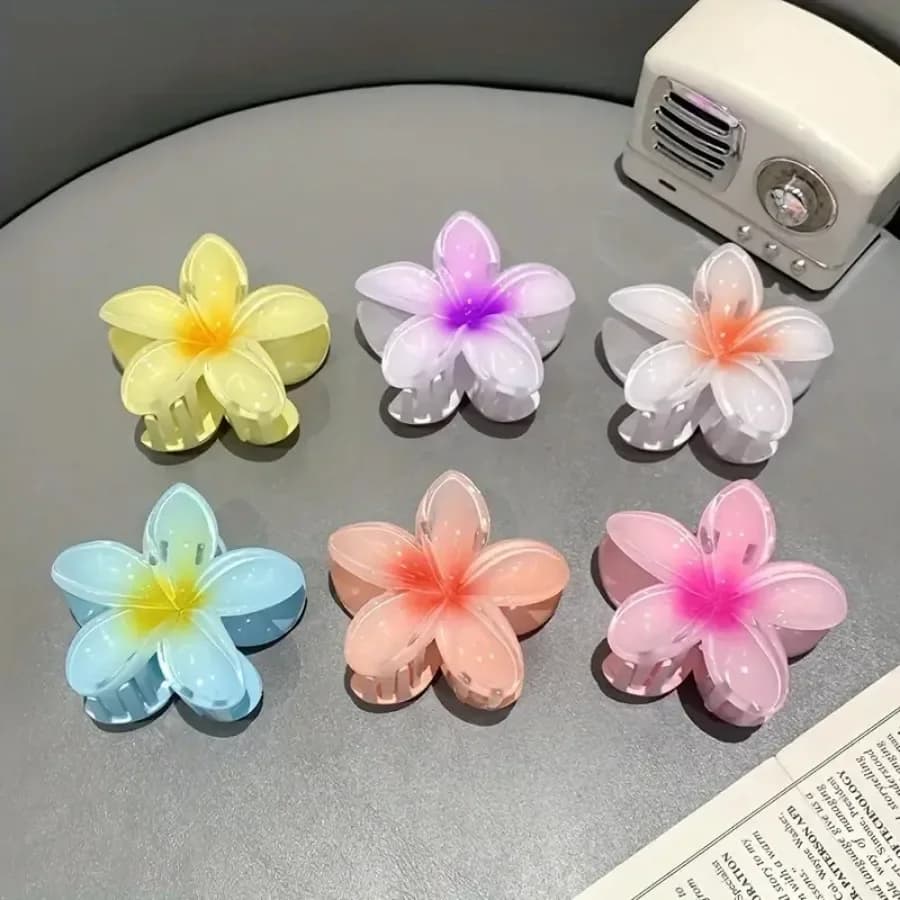 Set di 12 fermagli per capelli a forma di fiore, colori misti casuali, design sfumato, adatti per l'uso quotidiano e lo styling da spiaggia, regalo di compleanno perfetto