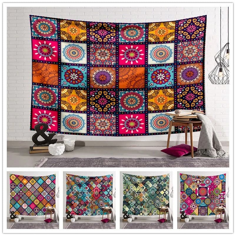 Tapestry for Bedroom Tapestry Anime Mandala Wall Hanging Digital Print Cloth Multicolor Beach Towel Yoga Mat Tablecloth