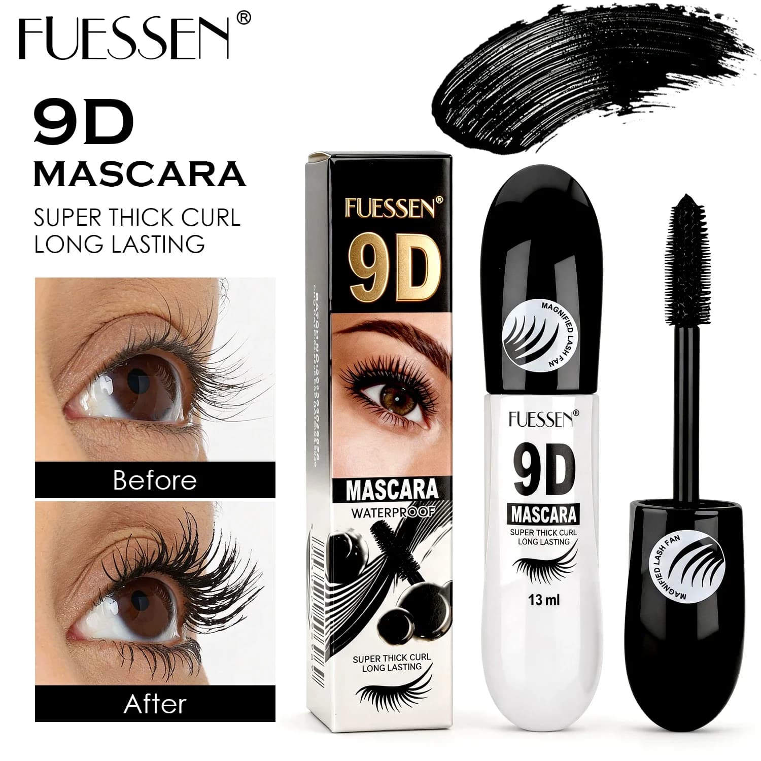1/2/3PCS 7D Fiber Mascara Set Waterproof Durable Curling Mascara Sweatproof Anti-sweatproof Base Slimming Mascara for all skin types