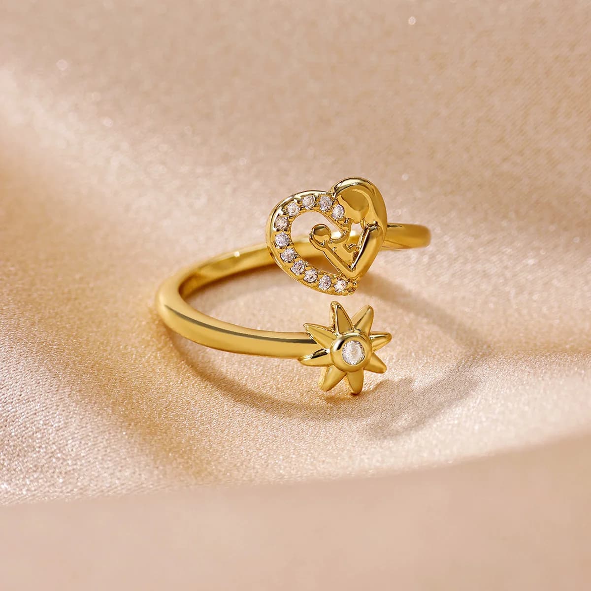 Anelli a forma di cuore per mamma e bambino, per donna, placcati oro 18k, regolabili, con zirconi, anello sole, gioielli per la famiglia, regalo per la festa della mamma, per mamma, mamma.